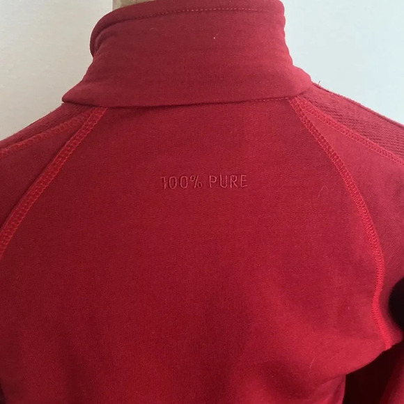 Icebreaker sz S red zip front 100% merino wool reflector strip and zip pockets - Picture 5 of 9